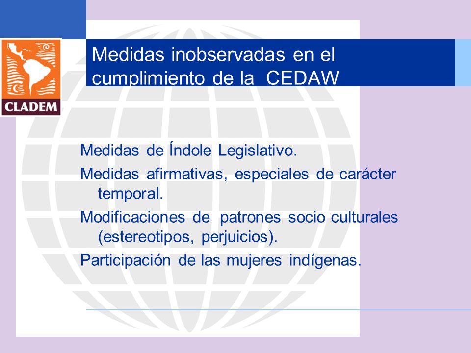 Medidas inobservadas en el cumplimiento de la CEDAW