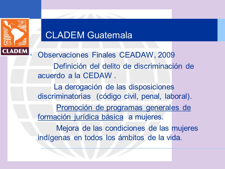 CLADEM Guatemala Observaciones Finales CEADAW, 2009