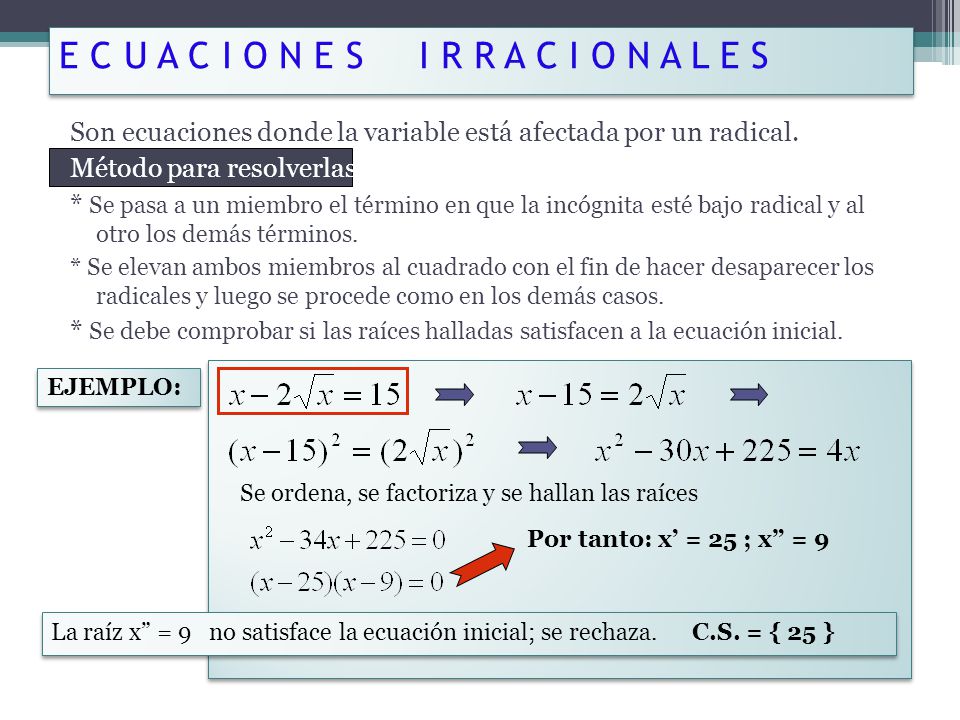 E C U A C I O N E S I R R A C I O N A L E S
