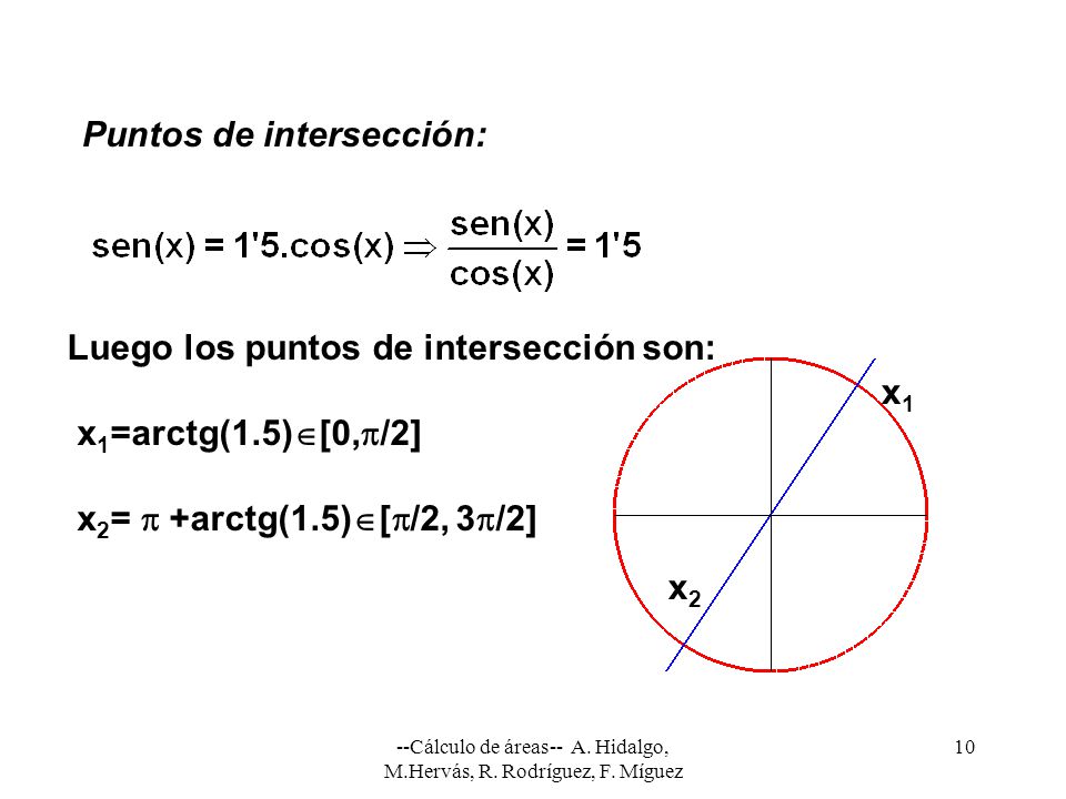 --Cálculo de áreas-- A. Hidalgo, M.Hervás, R. Rodríguez, F. Míguez