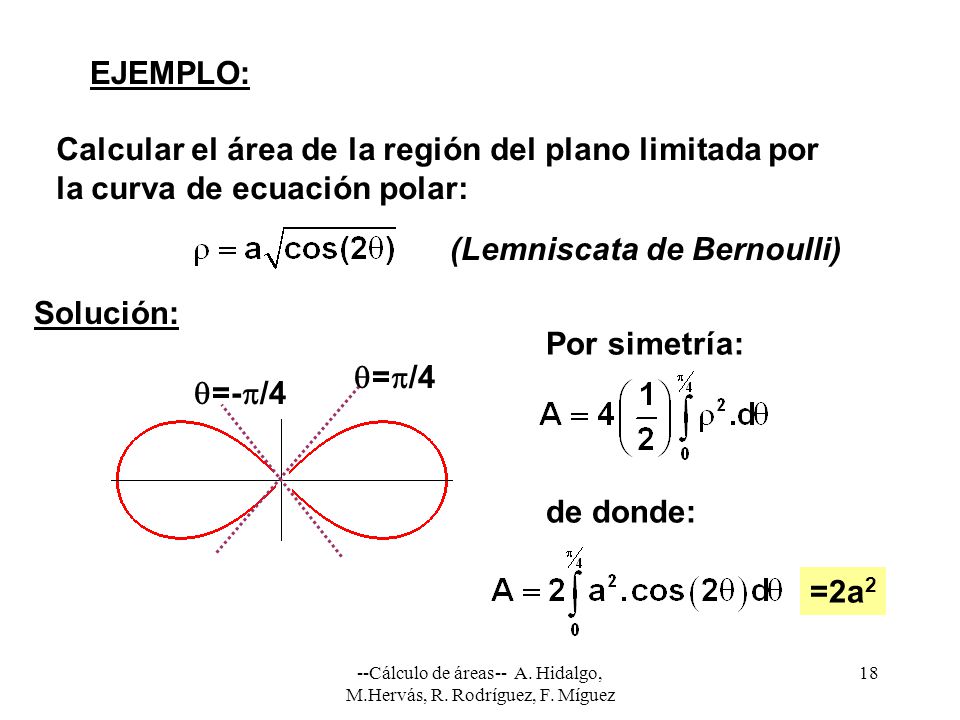 --Cálculo de áreas-- A. Hidalgo, M.Hervás, R. Rodríguez, F. Míguez