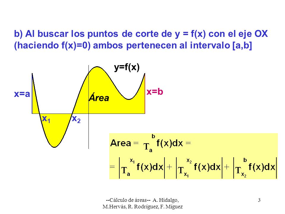 --Cálculo de áreas-- A. Hidalgo, M.Hervás, R. Rodríguez, F. Míguez