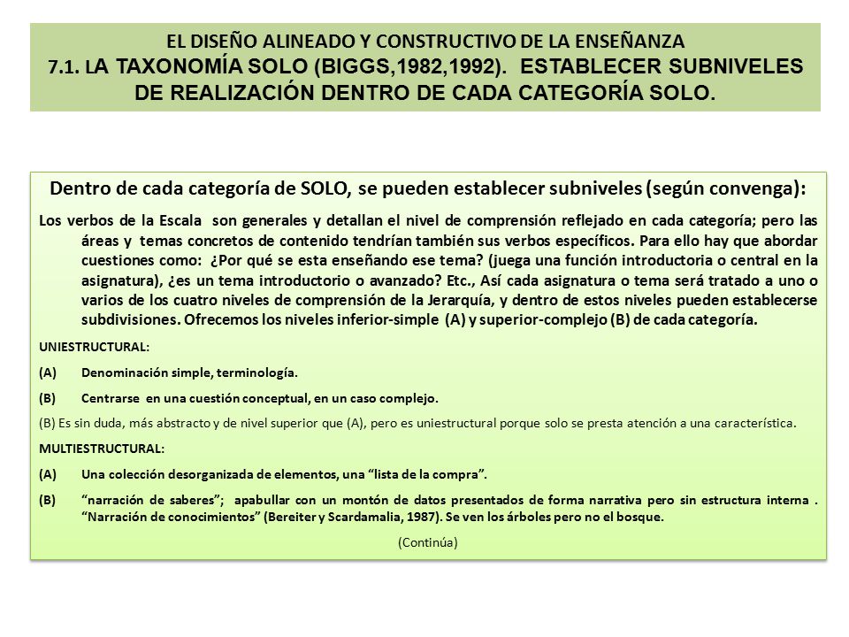EL DISEÑO ALINEADO Y CONSTRUCTIVO DE LA ENSEÑANZA 7. 1