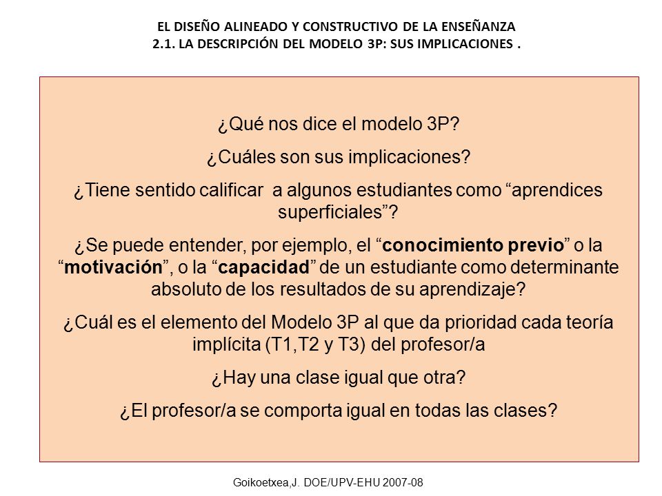 ¿Qué nos dice el modelo 3P ¿Cuáles son sus implicaciones