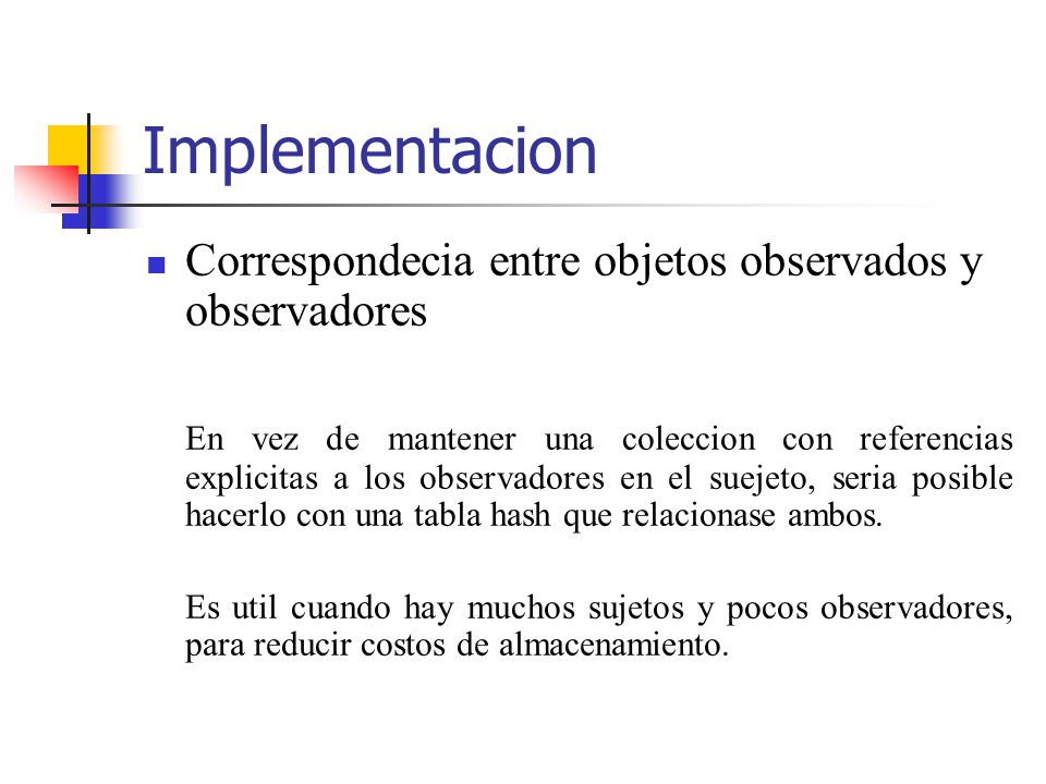 Implementacion Correspondecia entre objetos observados y observadores