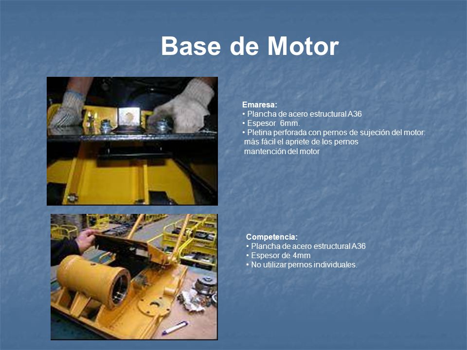 Base de Motor Emaresa: Plancha de acero estructural A36 Espesor 6mm.