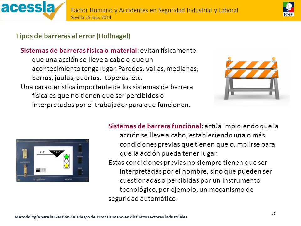 Tipos de barreras al error (Hollnagel)