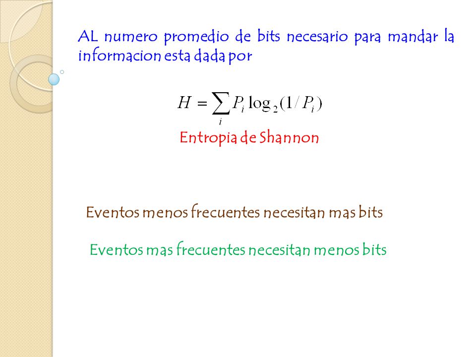 AL numero promedio de bits necesario para mandar la informacion esta dada por