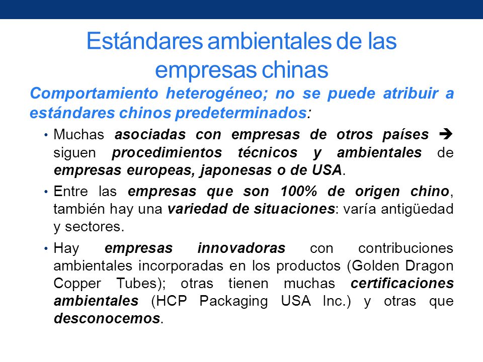 Estándares ambientales de las empresas chinas