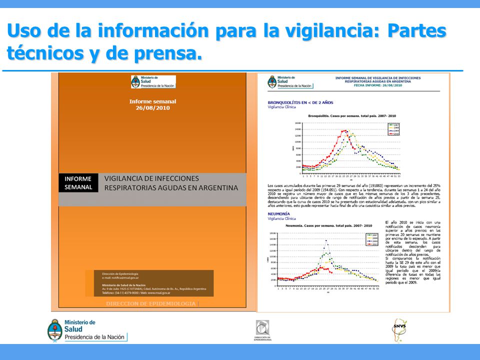 Uso de la información para la vigilancia: Partes técnicos y de prensa.