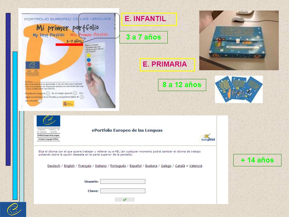 E. INFANTIL 3 a 7 años E. PRIMARIA 8 a 12 años + 14 años