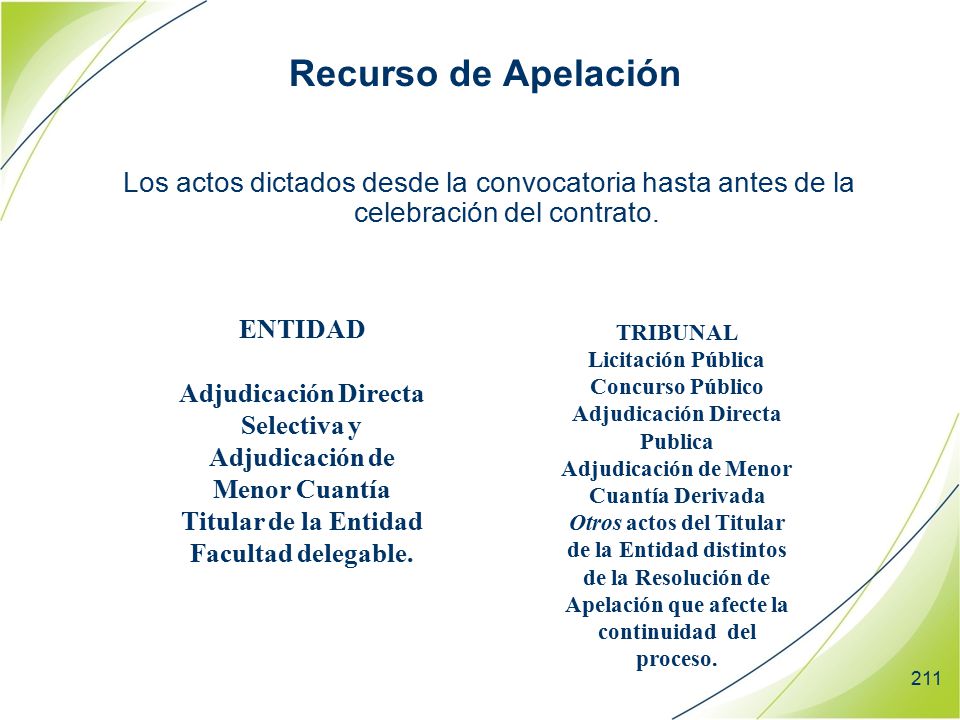 Recurso de Apelación Los actos dictados desde la convocatoria hasta antes de la celebración del contrato.