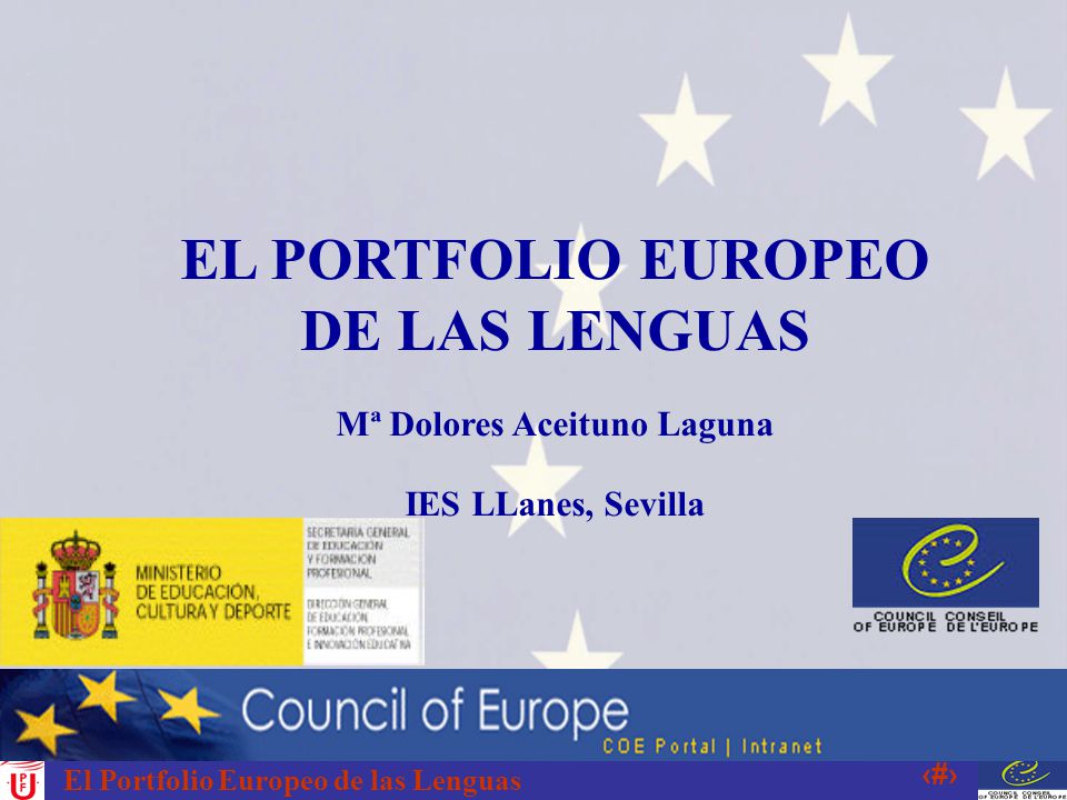 EL PORTFOLIO EUROPEO DE LAS LENGUAS Mª Dolores Aceituno Laguna