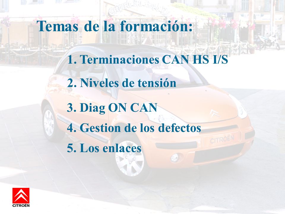 Temas de la formación: 1. Terminaciones CAN HS I/S