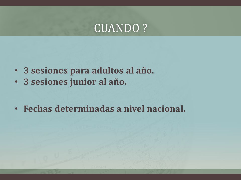Cuando 3 sesiones para adultos al año. 3 sesiones junior al año.