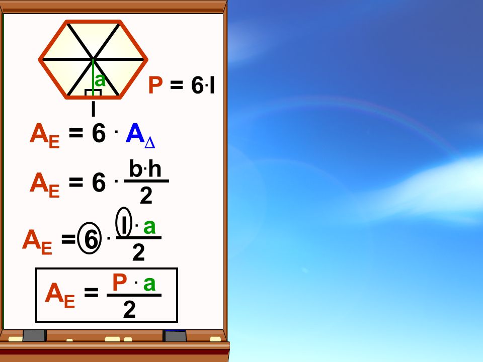 a P = 6.l l AE = 6 . A AE = 6 . b.h 2 AE = 6 . l . a 2 AE = P . a 2
