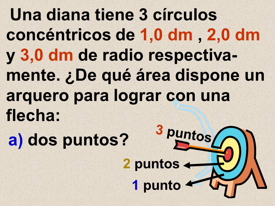 y 3,0 dm de radio respectiva- mente. ¿De qué área dispone un