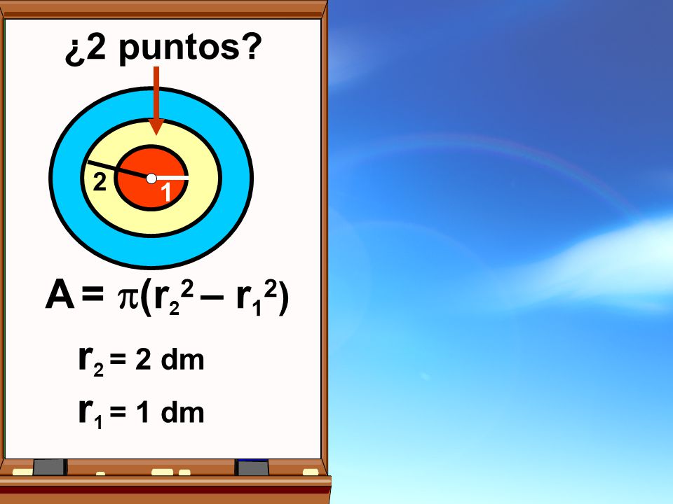 ¿2 puntos 2 1 A = (r22 – r12) r2 = 2 dm r1 = 1 dm