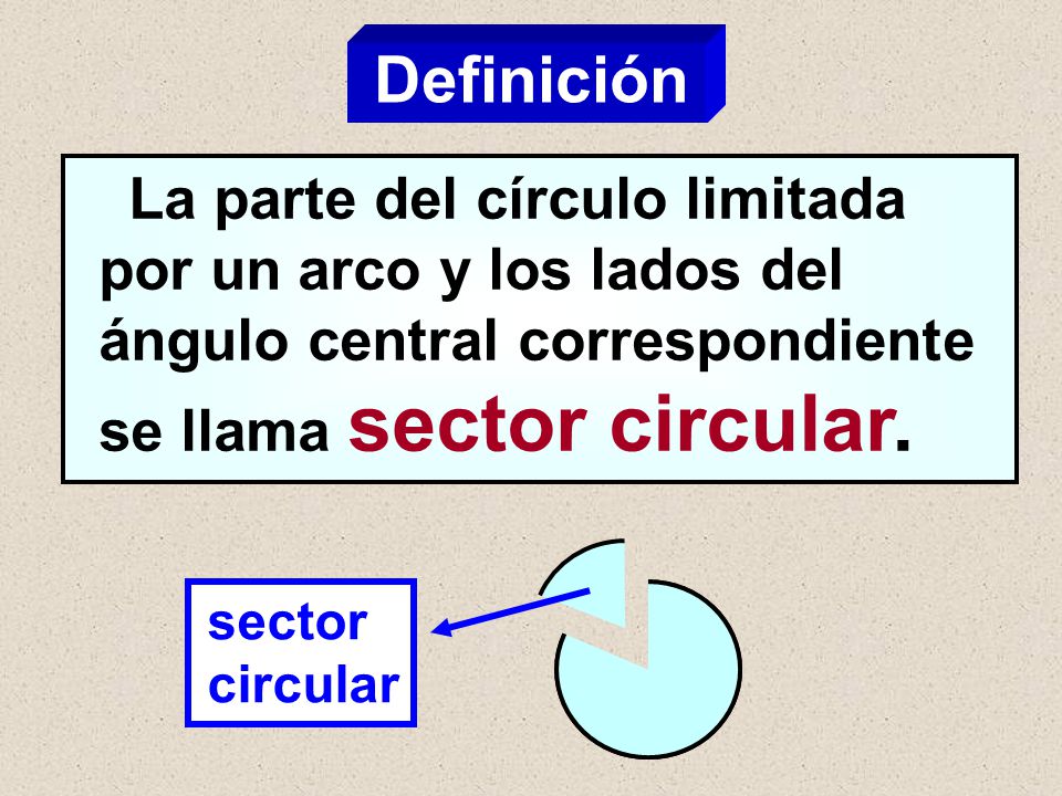 Definición por un arco y los lados del ángulo central correspondiente