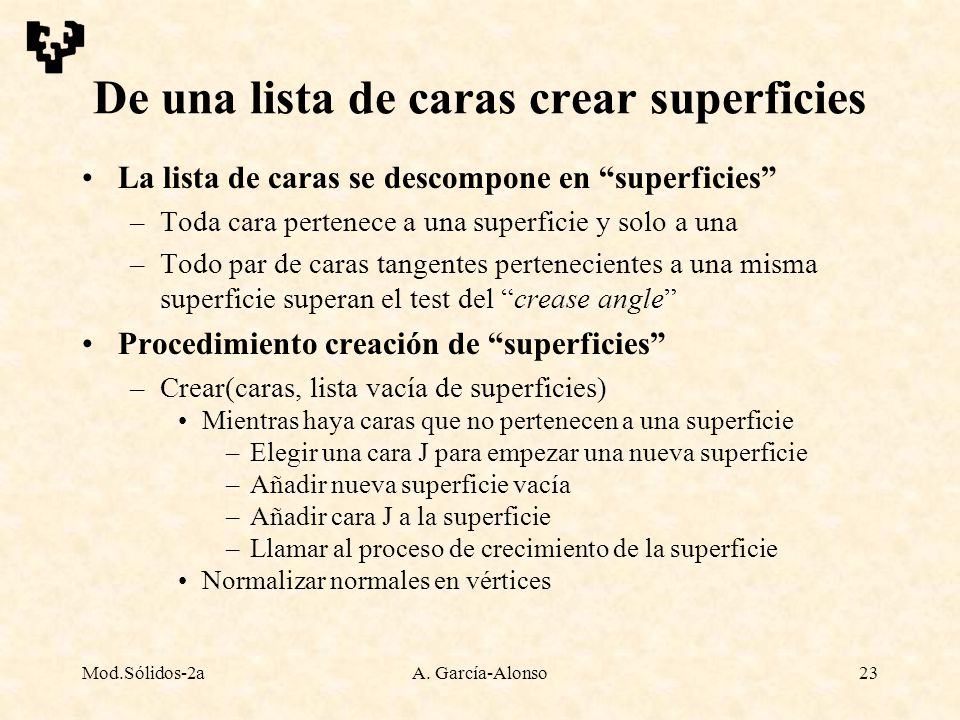 De una lista de caras crear superficies