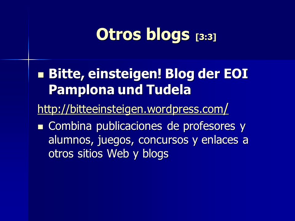 Otros blogs [3:3] Bitte, einsteigen! Blog der EOI Pamplona und Tudela