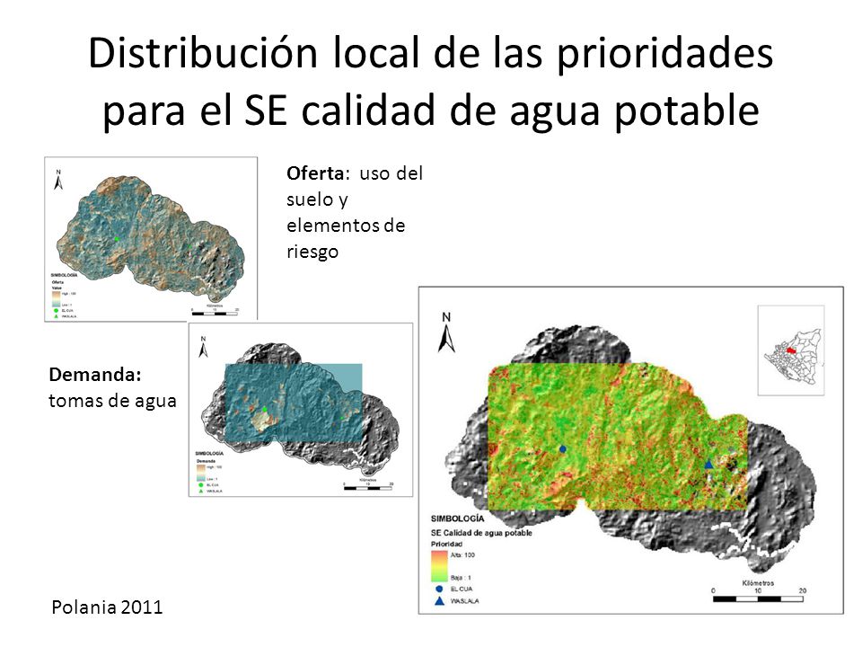 Distribución local de las prioridades para el SE calidad de agua potable