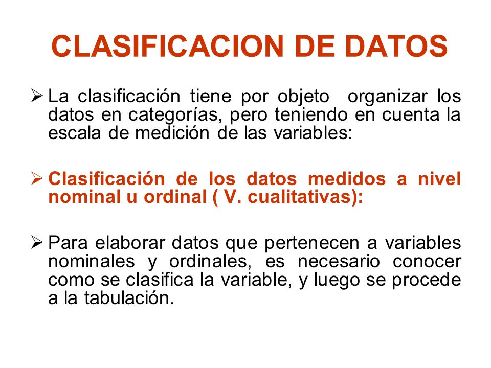 CLASIFICACION DE DATOS
