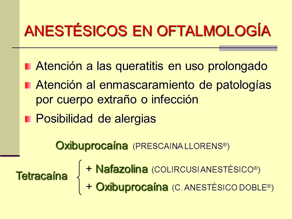 ANESTÉSICOS EN OFTALMOLOGÍA