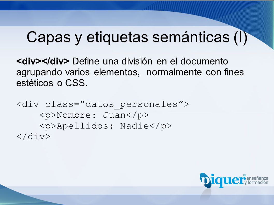 Capas y etiquetas semánticas (I)