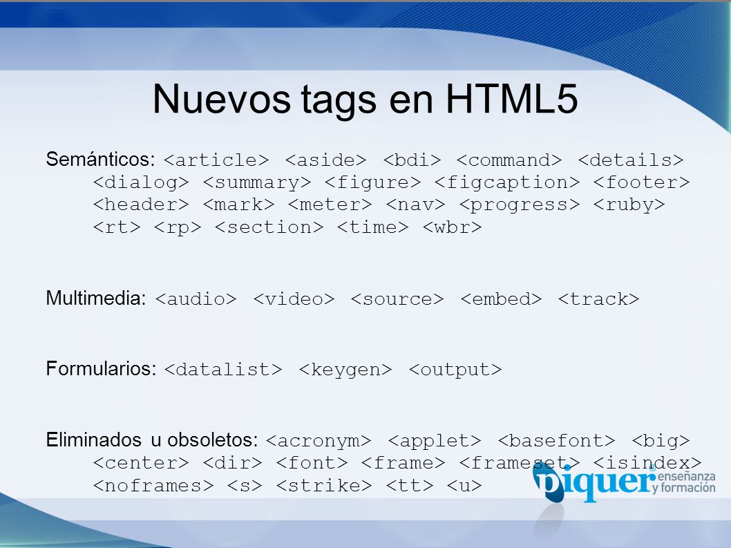 Nuevos tags en HTML5