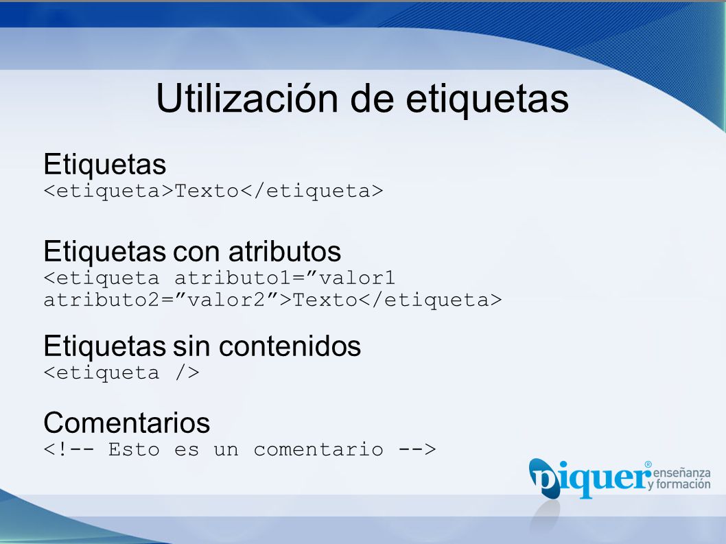 Utilización de etiquetas