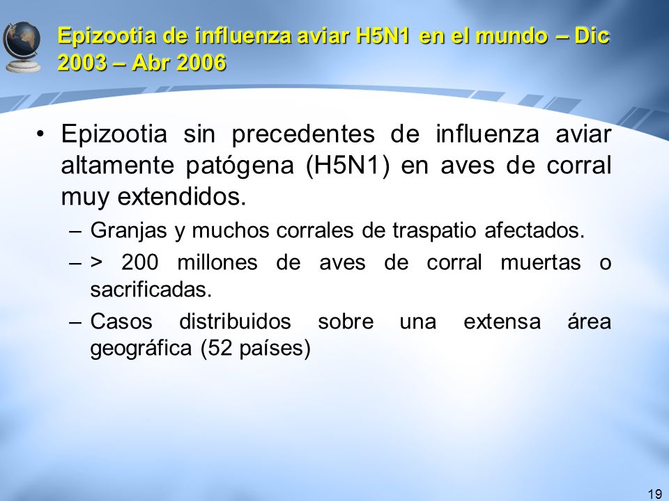 Epizootia de influenza aviar H5N1 en el mundo – Dic 2003 – Abr 2006