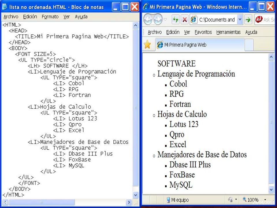 CREACION DE LISTAS 29/04/2014