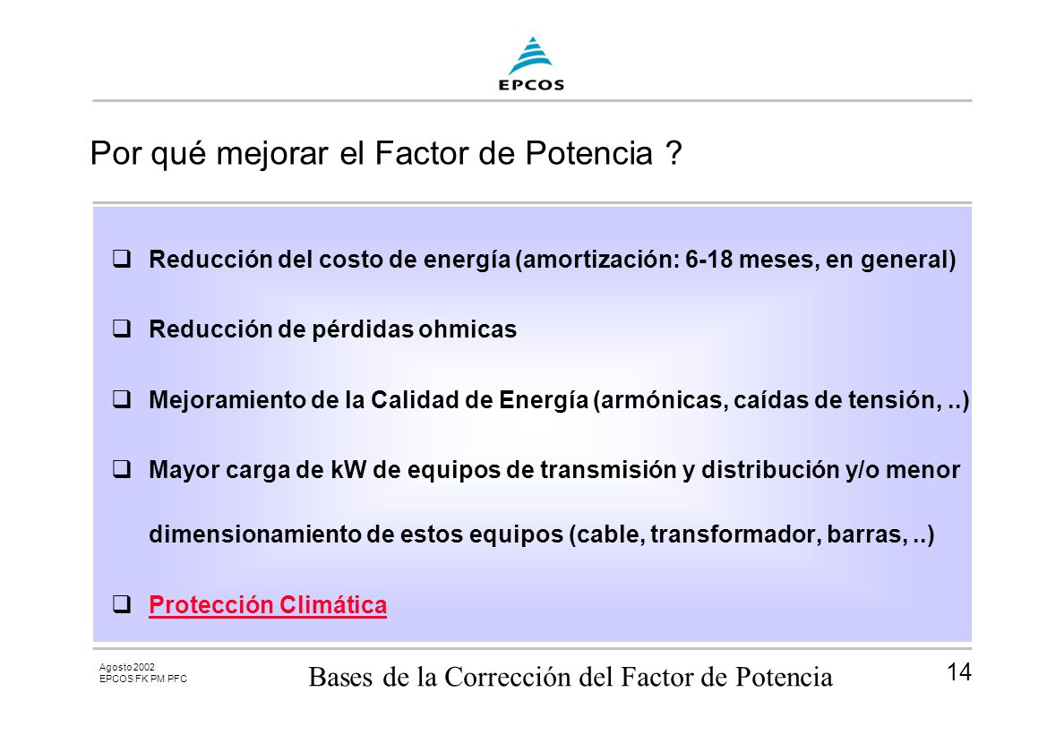 Por qué mejorar el Factor de Potencia