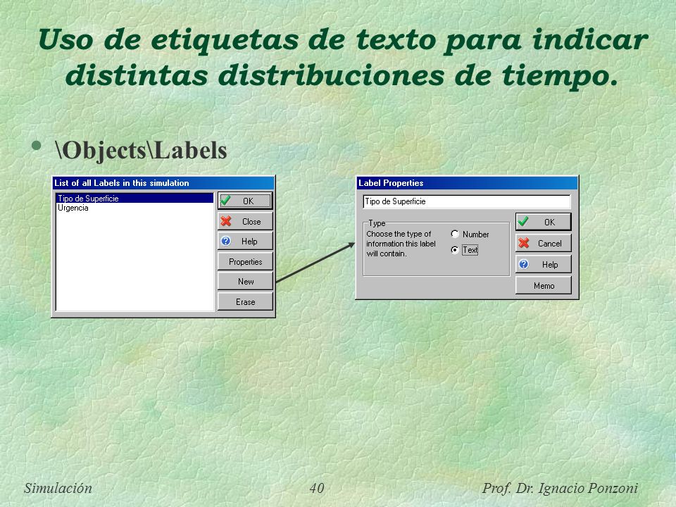 Uso de etiquetas de texto para indicar distintas distribuciones de tiempo.