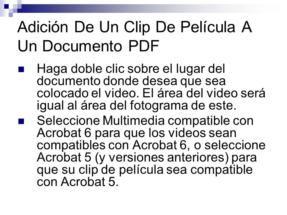 Adición De Un Clip De Película A Un Documento PDF