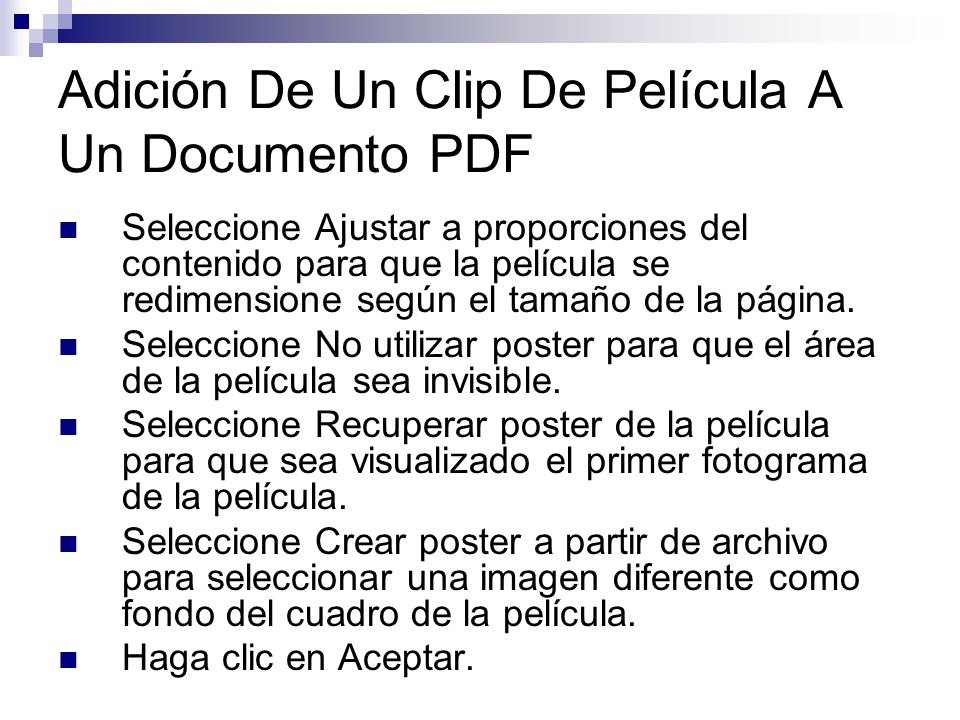 Adición De Un Clip De Película A Un Documento PDF