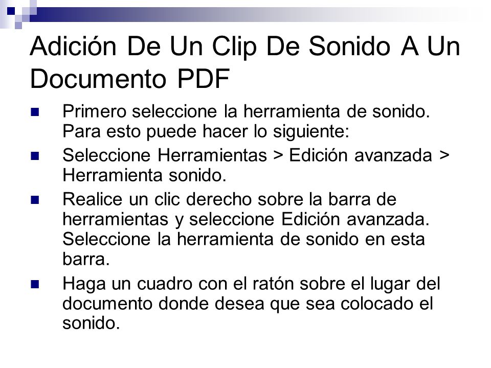 Adición De Un Clip De Sonido A Un Documento PDF