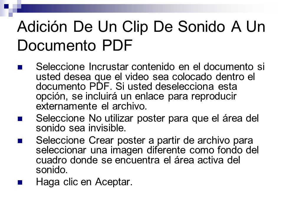 Adición De Un Clip De Sonido A Un Documento PDF