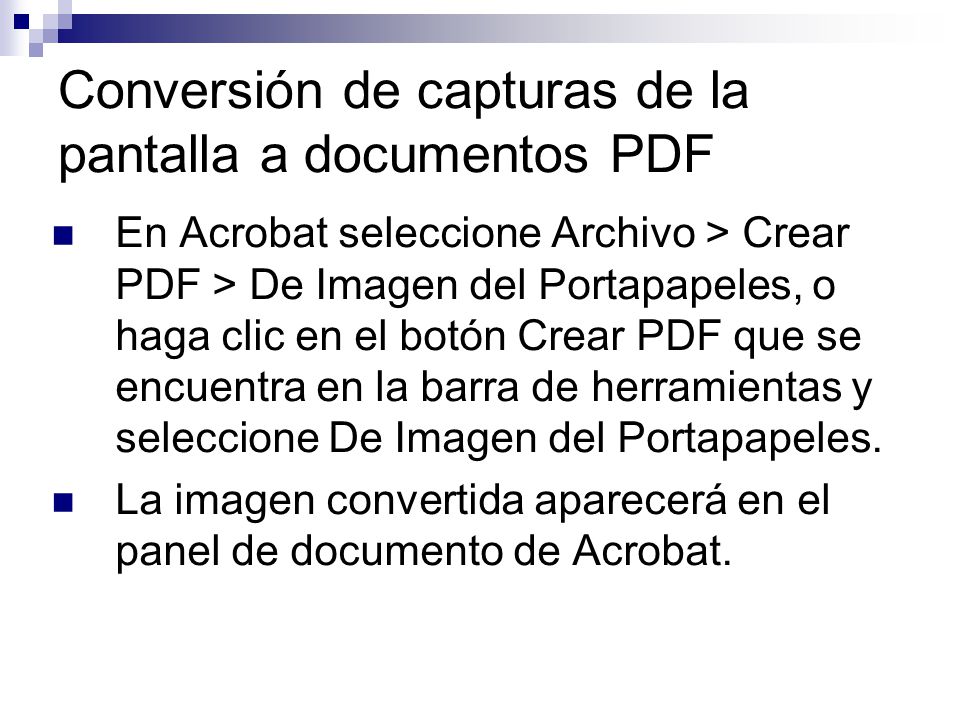 Conversión de capturas de la pantalla a documentos PDF