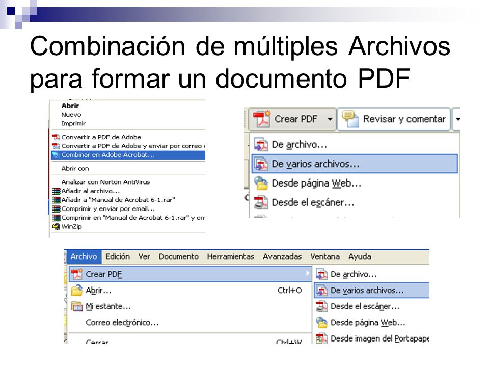 Combinación de múltiples Archivos para formar un documento PDF