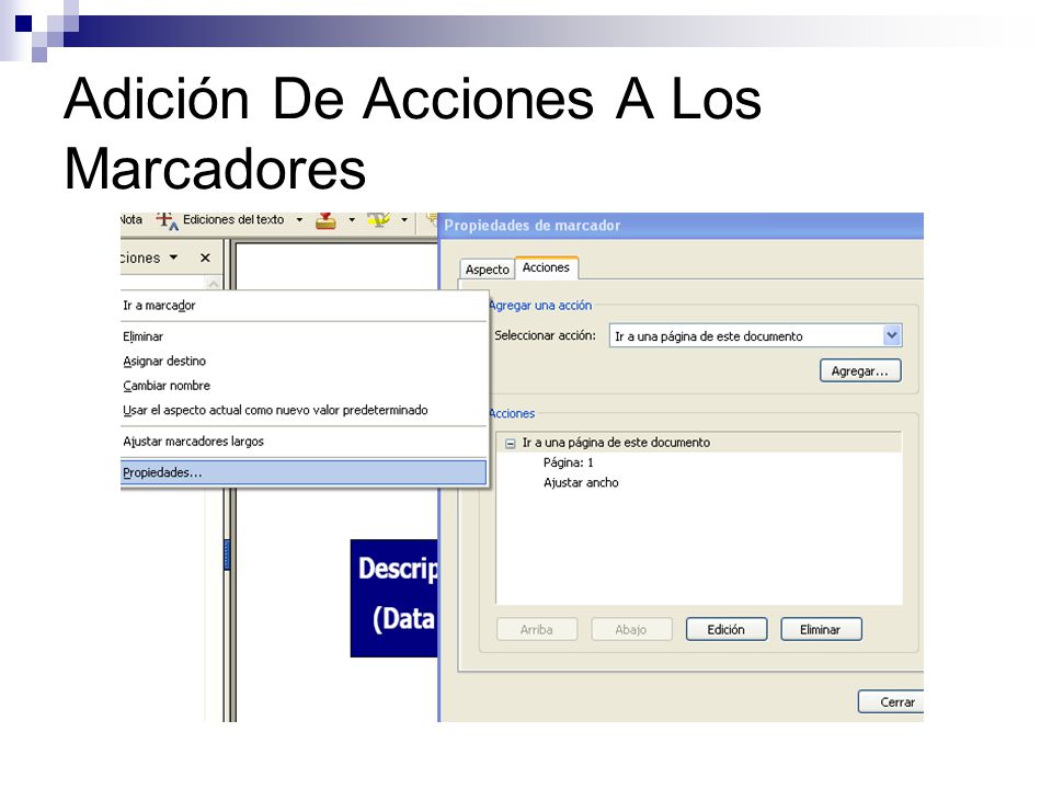 Adición De Acciones A Los Marcadores