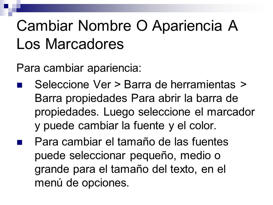 Cambiar Nombre O Apariencia A Los Marcadores