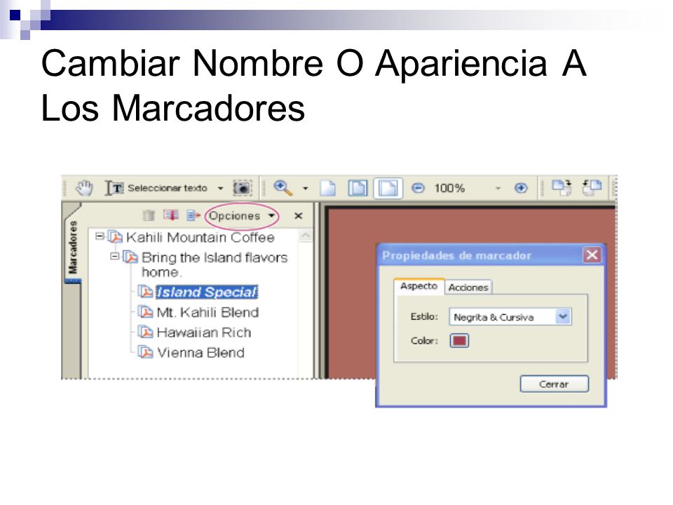 Cambiar Nombre O Apariencia A Los Marcadores
