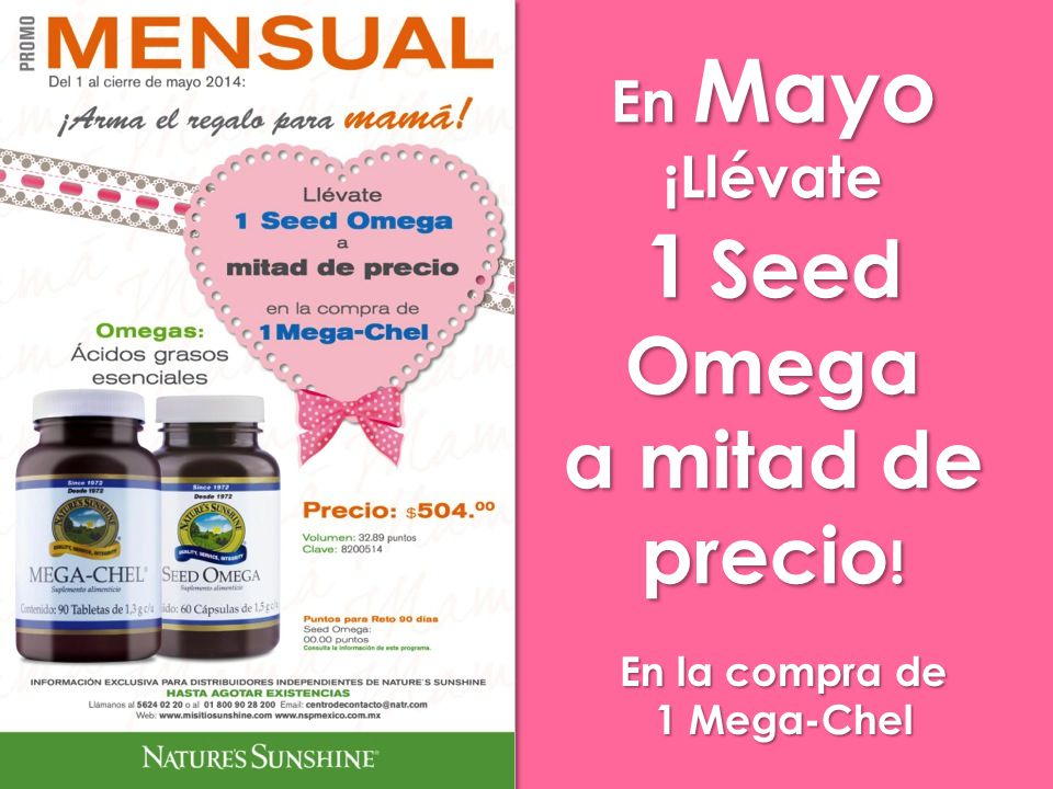 1 Seed Omega a mitad de precio! En Mayo ¡Llévate En la compra de