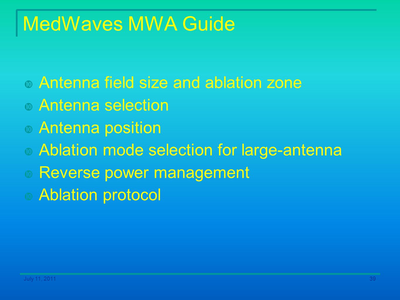 MedWaves MWA Guide Antenna field size and ablation zone
