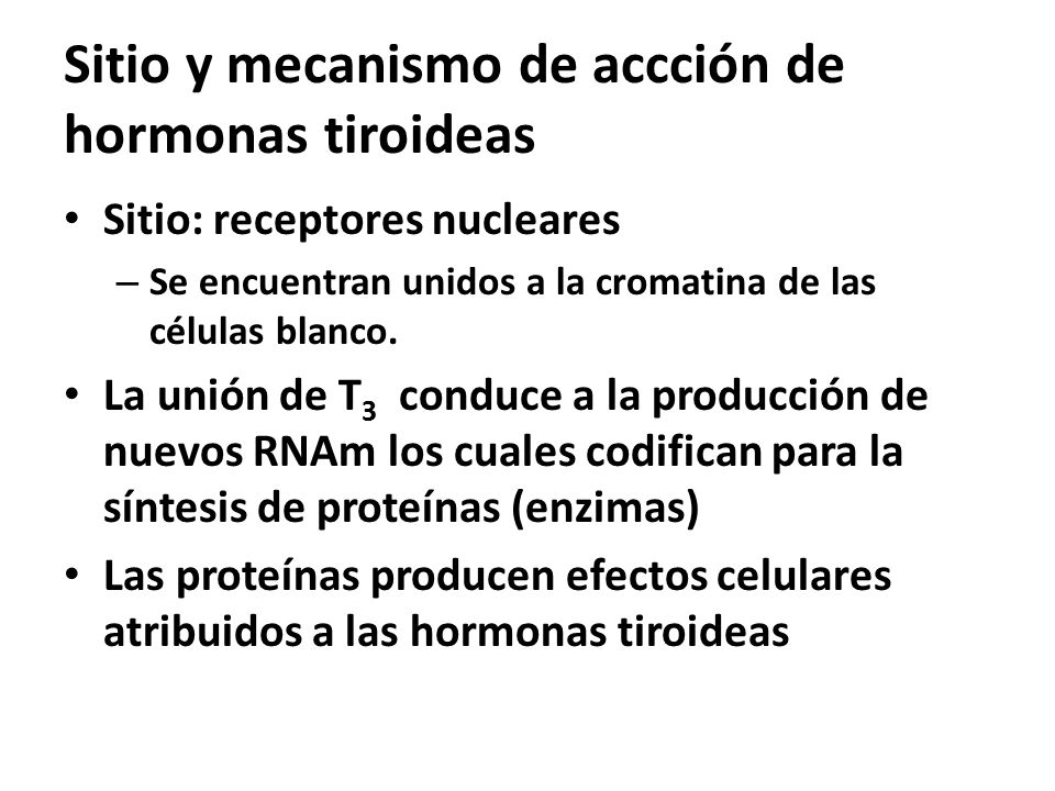 Sitio y mecanismo de accción de hormonas tiroideas