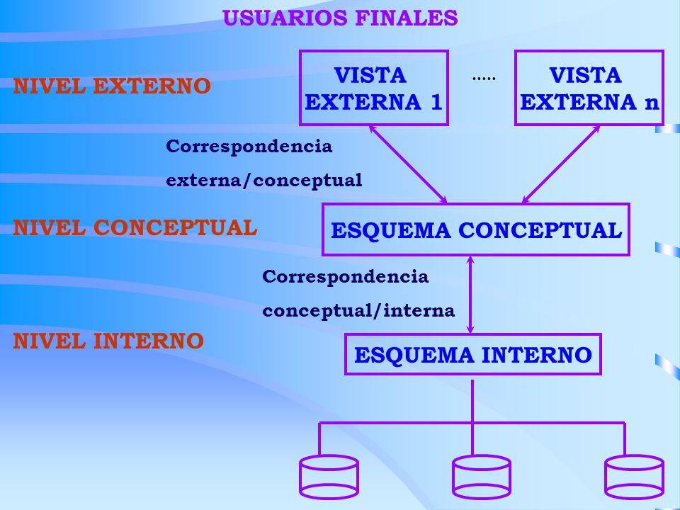 USUARIOS FINALES VISTA EXTERNA 1 VISTA EXTERNA n NIVEL EXTERNO