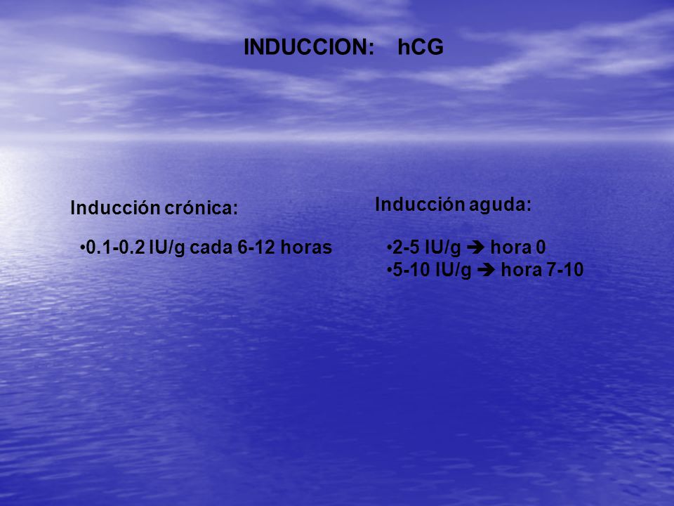 INDUCCION: hCG Inducción aguda: Inducción crónica: