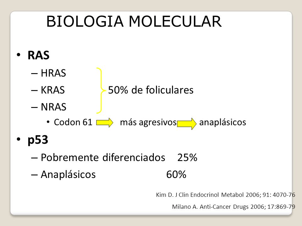 BIOLOGIA MOLECULAR RAS p53 HRAS KRAS 50% de foliculares NRAS